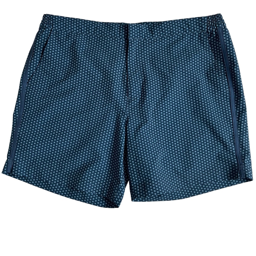 Fair Harbor Sextant Swim Trunks Size 34 Navy Blue White Geo Print Preppy Beach